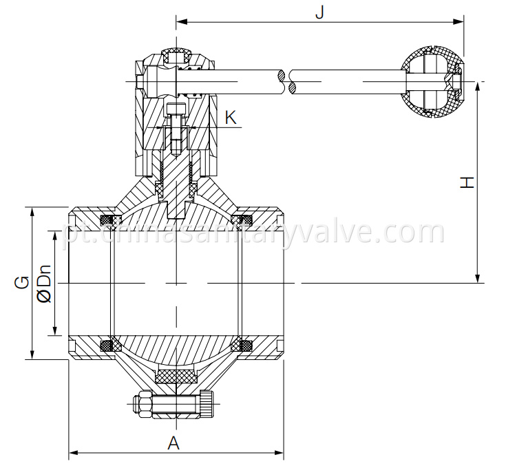 SMS Sanitary Manual Butterfly-type Ball Valve Male End